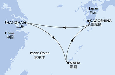 Čína, Japonsko ze Šanghaje na lodi MSC Bellissima