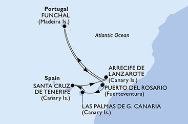 Španělsko, Portugalsko z Las Palmas na lodi MSC Euribia
