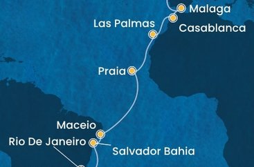 Brazílie, Kapverdy, Španělsko, Maroko, Portugalsko ze Santosu na lodi Costa Diadema