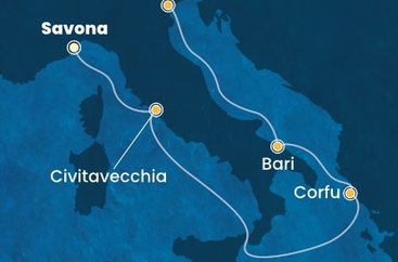Itálie, Řecko ze Savony na lodi Costa Deliziosa