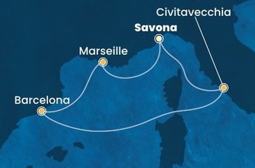 Itálie, Francie, Španělsko ze Savony na lodi Costa Pacifica