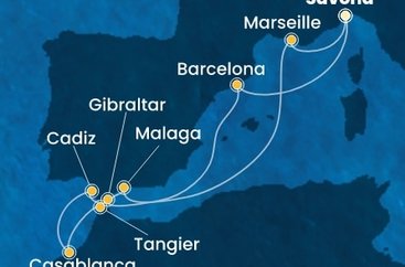 Itálie, Španělsko, Velká Británie, Maroko, Francie ze Savony na lodi Costa Fascinosa