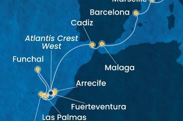 Itálie, Francie, Španělsko, Portugalsko ze Savony na lodi Costa Smeralda