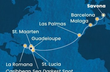 Itálie, Španělsko, Guadeloupe, Svatý Martin, Dominikánská republika, Svatá Lucie ze Savony na lodi Costa Fascinosa