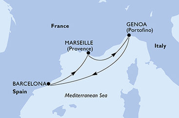 Itálie, Španělsko, Francie z Janova na lodi MSC Euribia