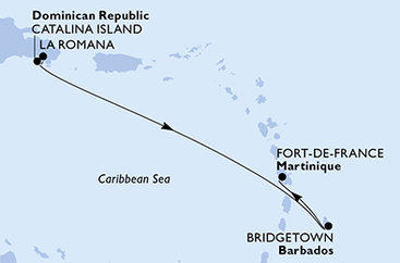Dominikánská republika, Barbados, Martinik z La Romany na lodi MSC Opera
