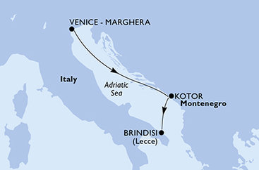 Itálie, Černá Hora z Marghery na lodi MSC Armonia