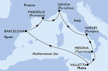 Francie, Itálie, Malta, Španělsko z Marseille na lodi MSC Magnifica