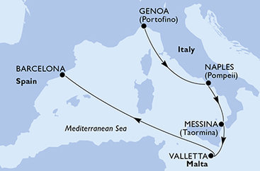 Itálie, Malta, Španělsko z Janova na lodi MSC Magnifica