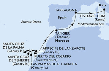 Španělsko, Maroko, Itálie z Las Palmas na lodi MSC Fantasia