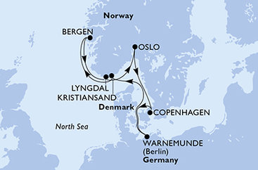 Německo, Norsko, Dánsko z Warnemünde na lodi MSC Magnifica