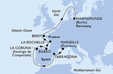 Francie, Španělsko, Německo z Marseille na lodi MSC Magnifica