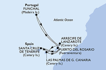 Španělsko, Portugalsko z Lanzarote na lodi MSC Fantasia