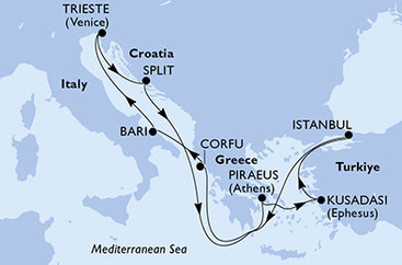 Turecko, Řecko, Itálie, Chorvatsko z Istanbulu na lodi MSC Seaview